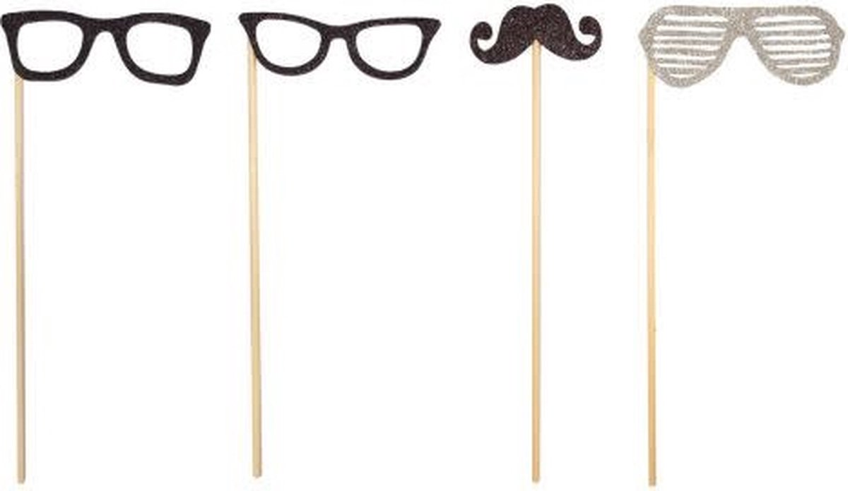 Brillen en snor op stokje