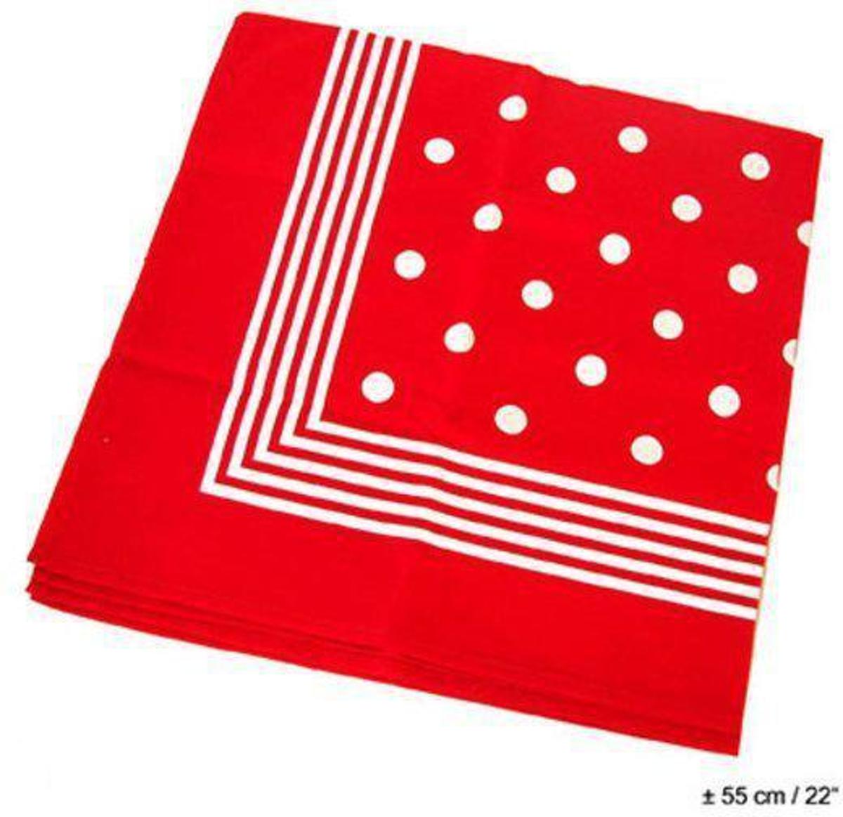 Zakdoek-bandana rood met witte bollen