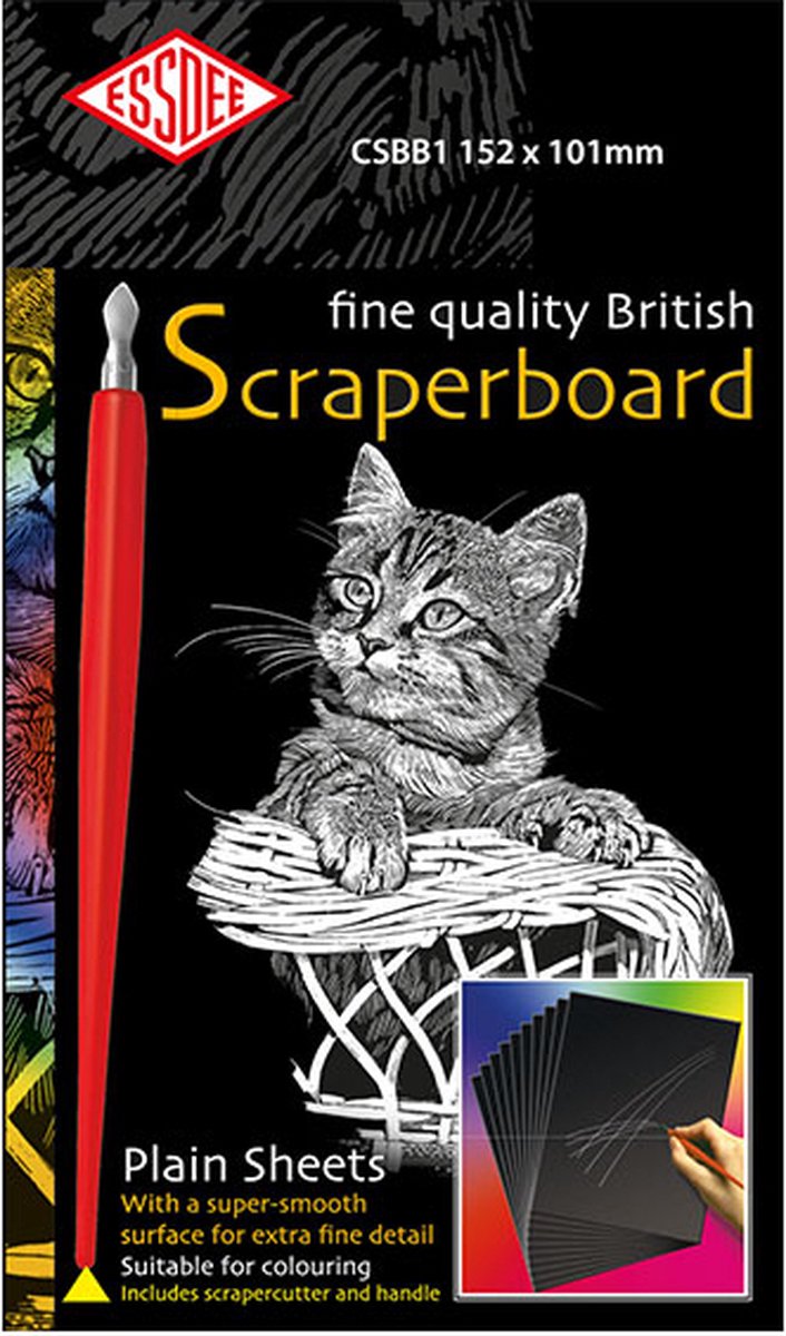   Fine Quality Scraperboard - Hobby karton scratchboard - Wit - 101 x 152mm - 10 vellen