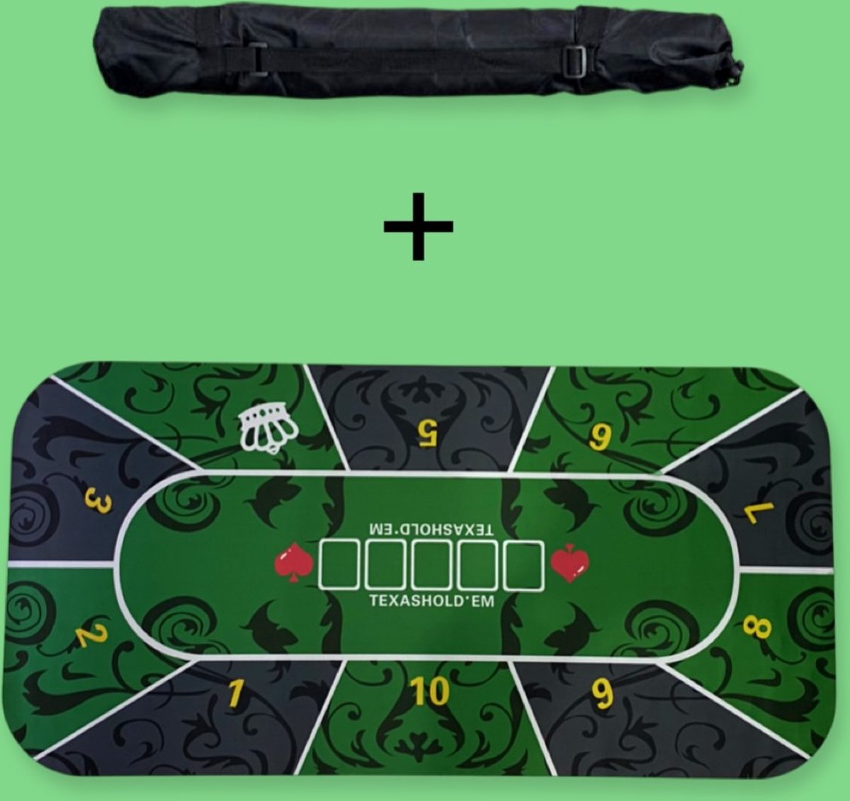 Essentials & Needs - Pokerkleed en Pokermat 10 Persoons + Draagtas - Antislip 60 x 120cm