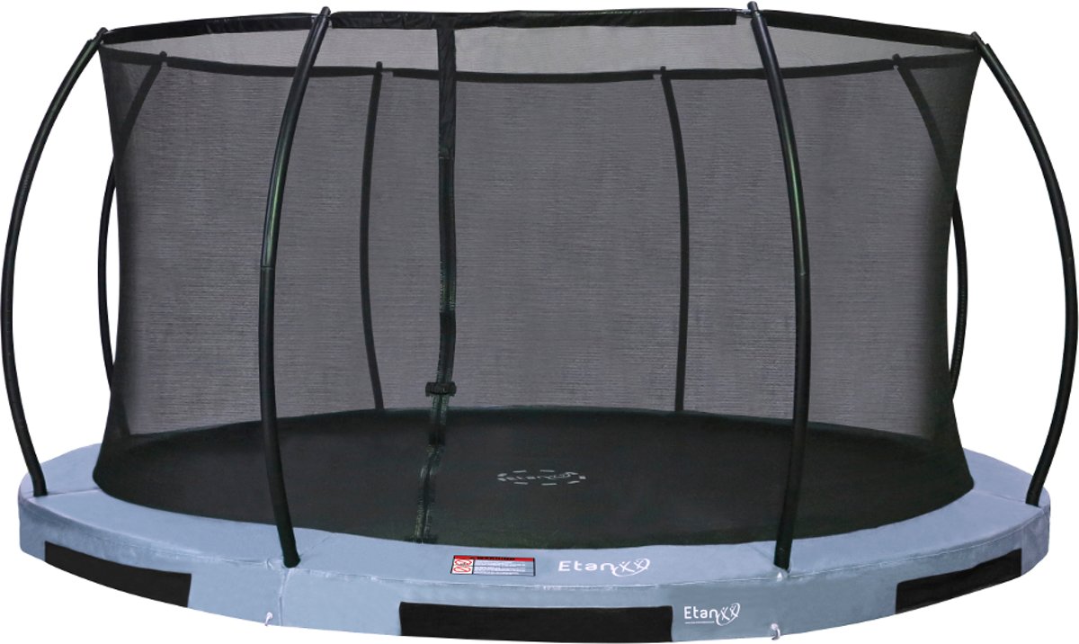 Etan Hi-Flyer 12 Combi Inground Trampoline set - Ø366 cm - incl. Veiligheidsnet -  Uv-bestendig Randkussen - Grijs - Rond