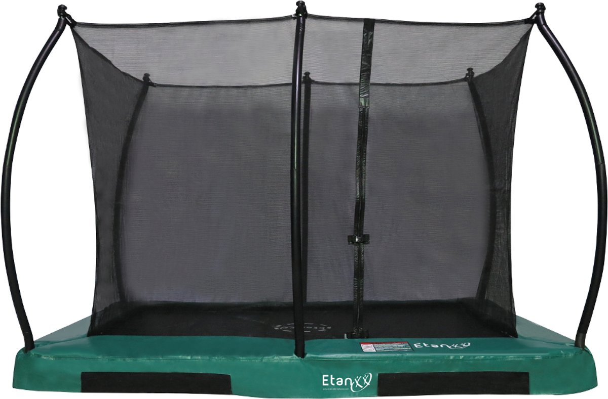 Etan Premium Gold Combi Inground Trampoline Set - 310 x 232 cm - incl. Veiligheidsnet - UV-bestendig Randkussen - Groen - Rechthoekig