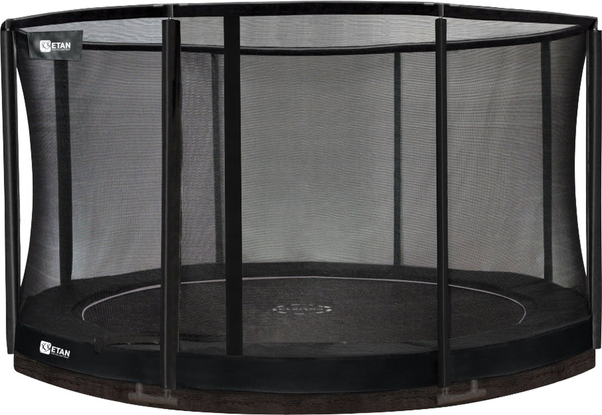 Etan Premium Inground Trampoline Combi - ø 366 cm / 12ft - Zwart - Rond - Incl. Veiligheidsnet - UV-bestendig Randkussen