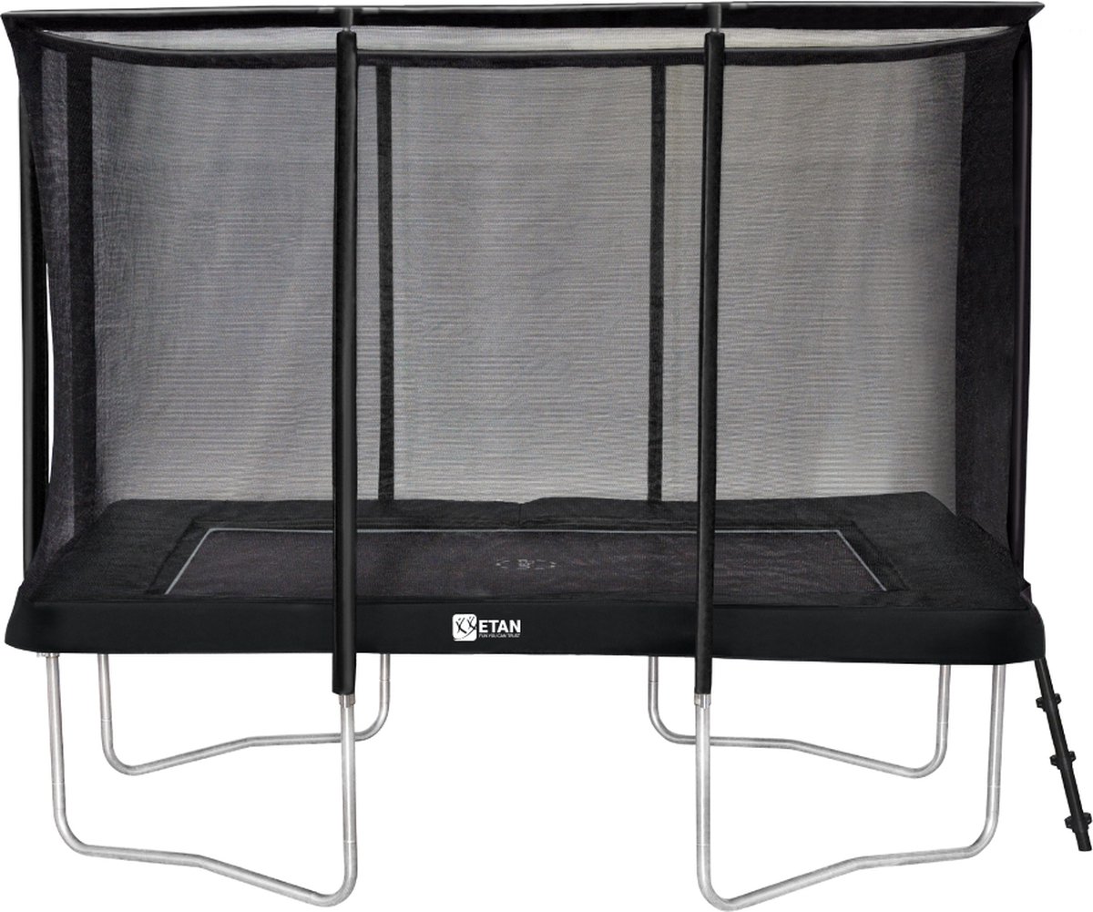 Etan Premium Trampoline Combi - 281 x 201 cm / 0965ft - Zwart - Rechthoekig - Incl. Veiligheidsnet & Ladder - UV-bestendig Randkussen