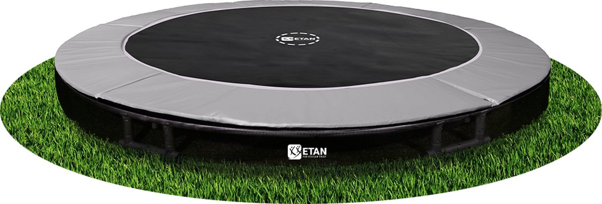 Etan Sky-Flyer Inground Trampoline - Ø 366 cm / 12ft - Grijs - UV-bestendig Randkussen - Max. Gebruikersgewicht 150 kg