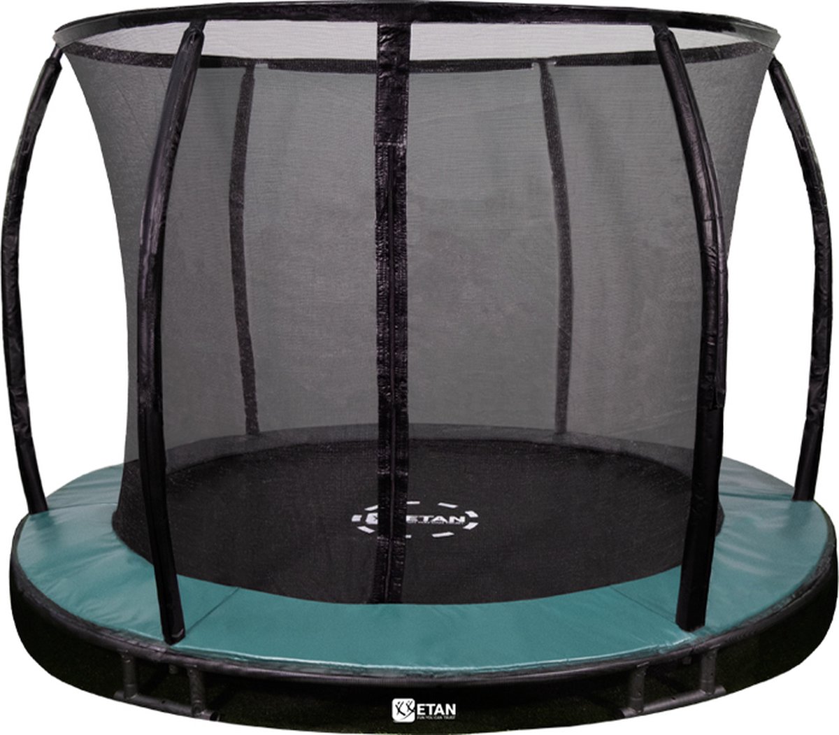 Etan Sky-Flyer Inground Trampoline - Ø 366 cm / 12ft - Groen - Incl. Stevig Veiligheidsnet & UV-bestendig Randkussen