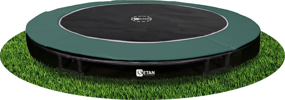 Etan Sky-Flyer Inground Trampoline - Ø 427 cm / 14ft - Groen - UV-bestendig Randkussen - Max. Gebruikersgewicht 150 kg