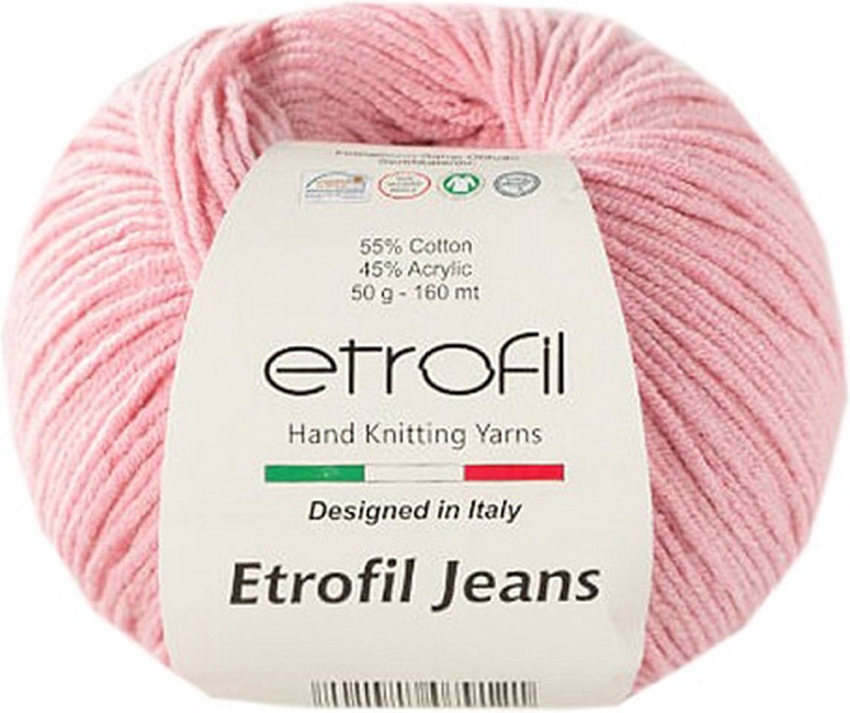 ETROFIL-Jeans Haak- en Breigaren-Roze 11-55% Katoen 45% Acryl