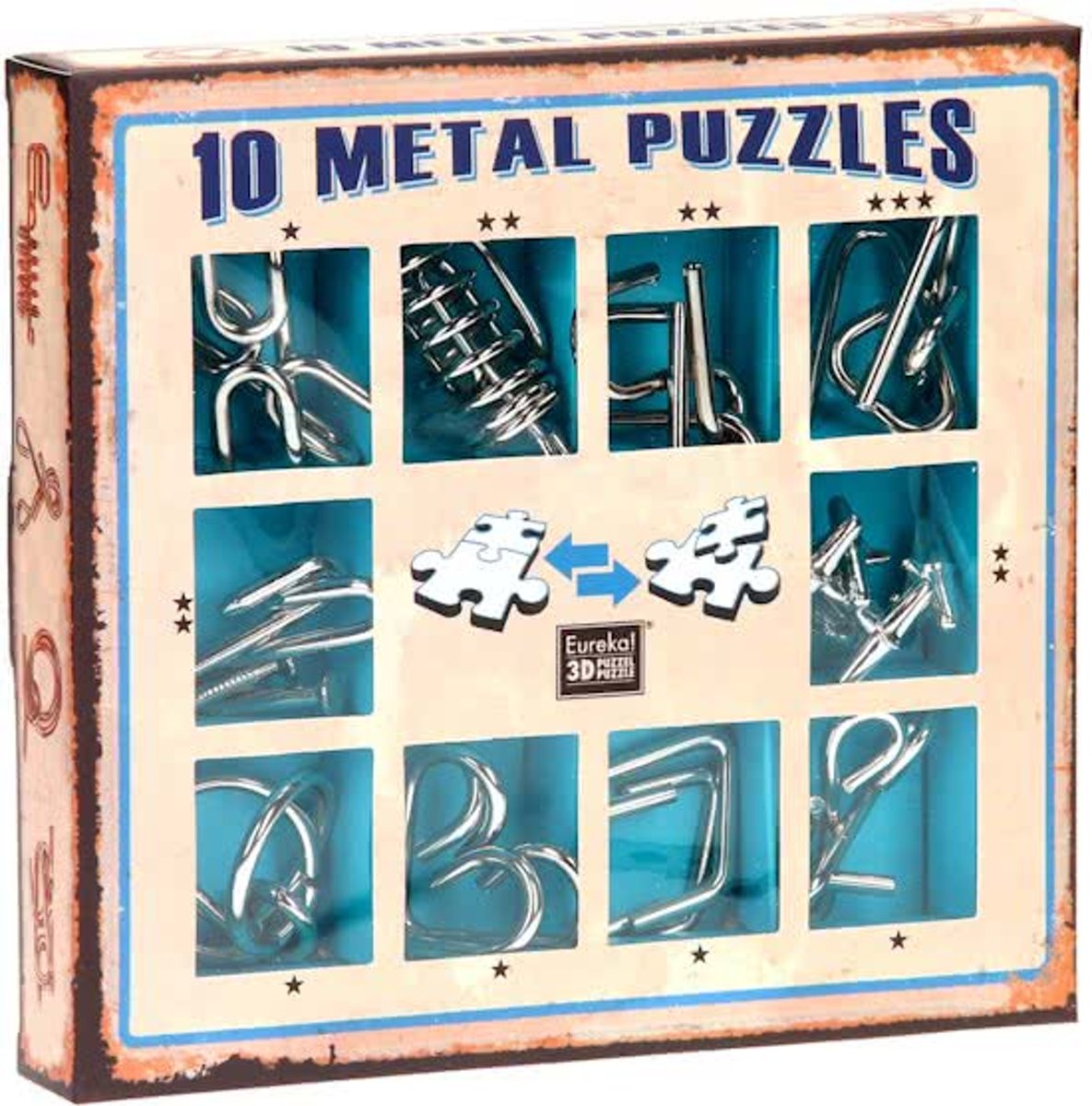 10 Metal Puzzles Set Blue