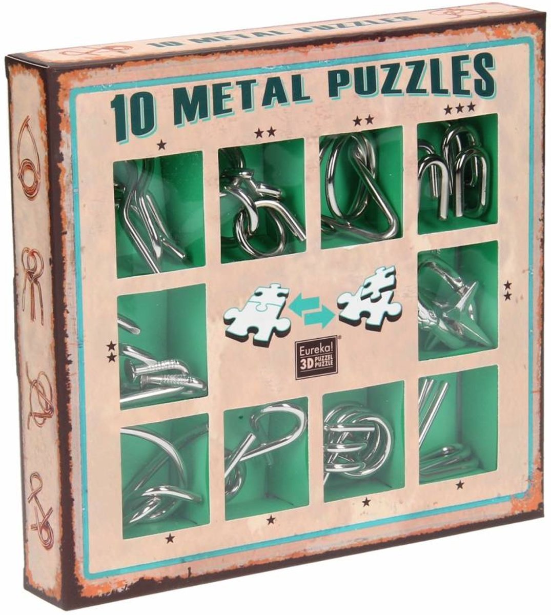 10 Metal Puzzles Set Green