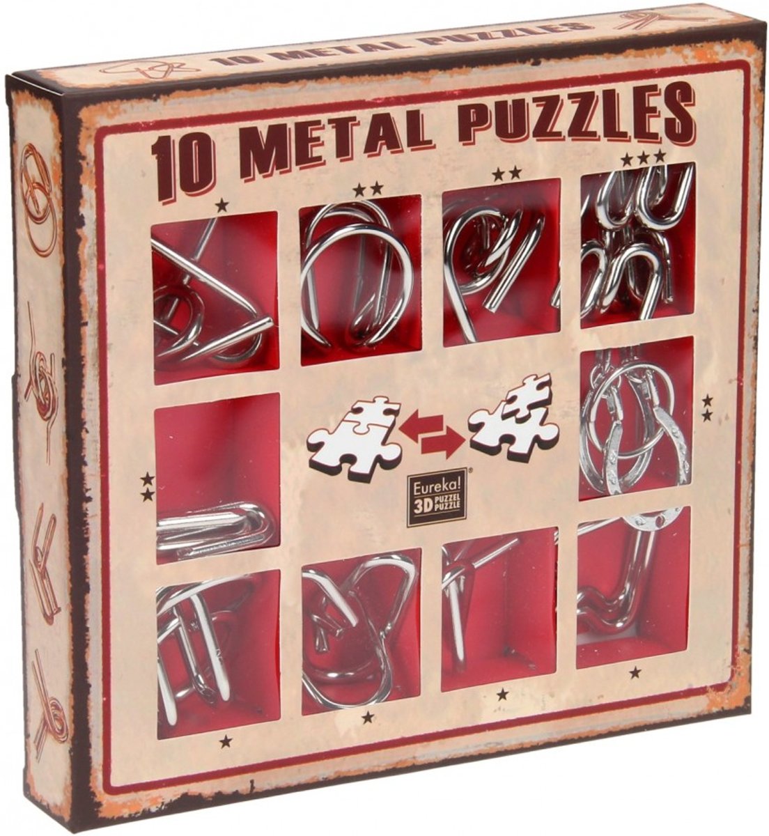 10 Metal Puzzles Set Red