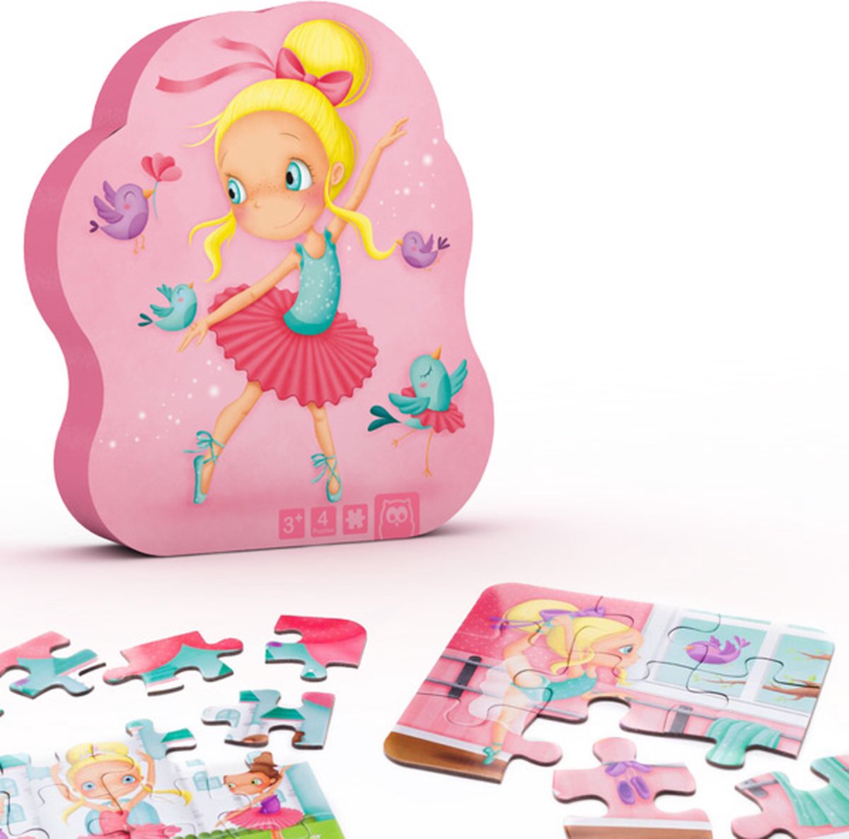 Eurekakids Puzzel 4 in 1 Ballerina - Vier Kinderpuzzels in Mooie Doos