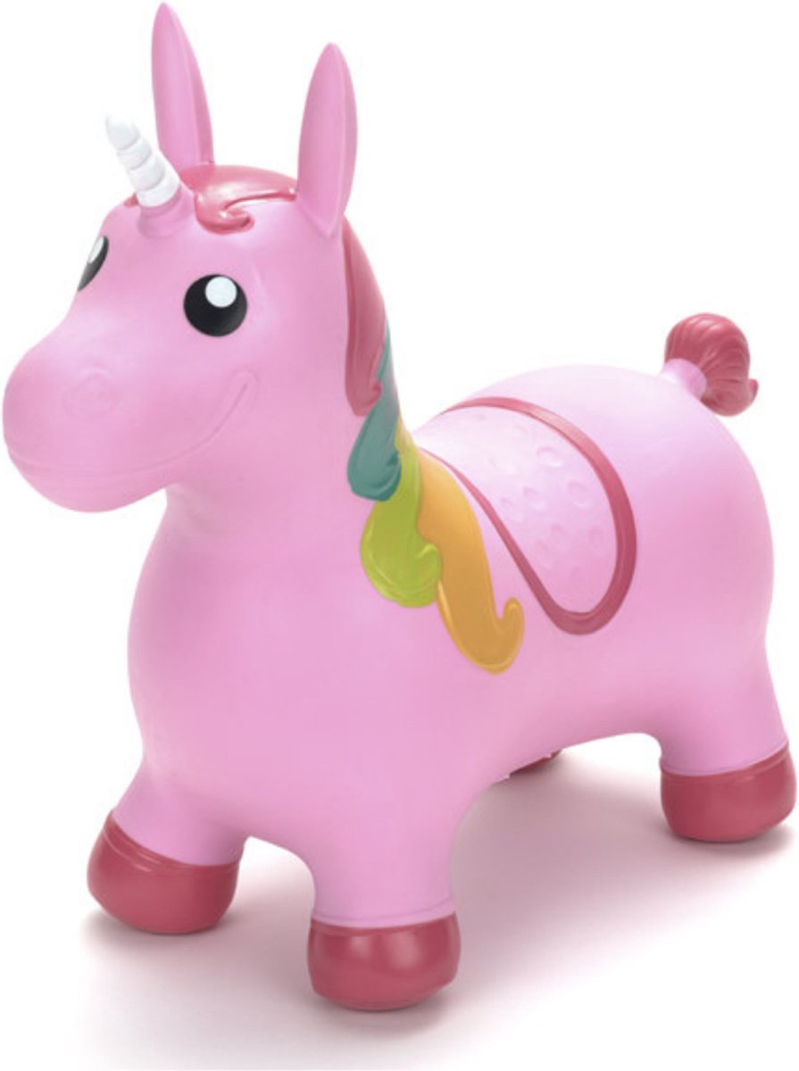 Eurekakids Skippy Unicorn - Skippydier Eenhoorn - Roze - 50 x 59 cm - Inclusief Pomp