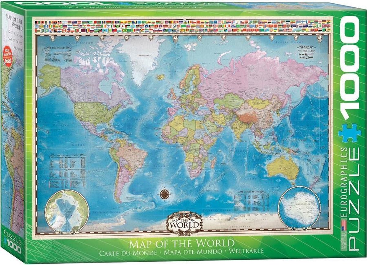 Eurographics Map of the World 1000pcs Legpuzzel 1000 stuk(s)