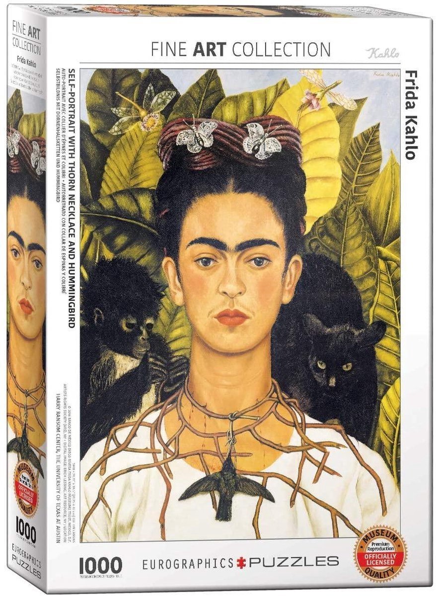 Eurographics Self-Portrait with Thorn Neclace and Hummingbird - Frida Kahlo (1000)