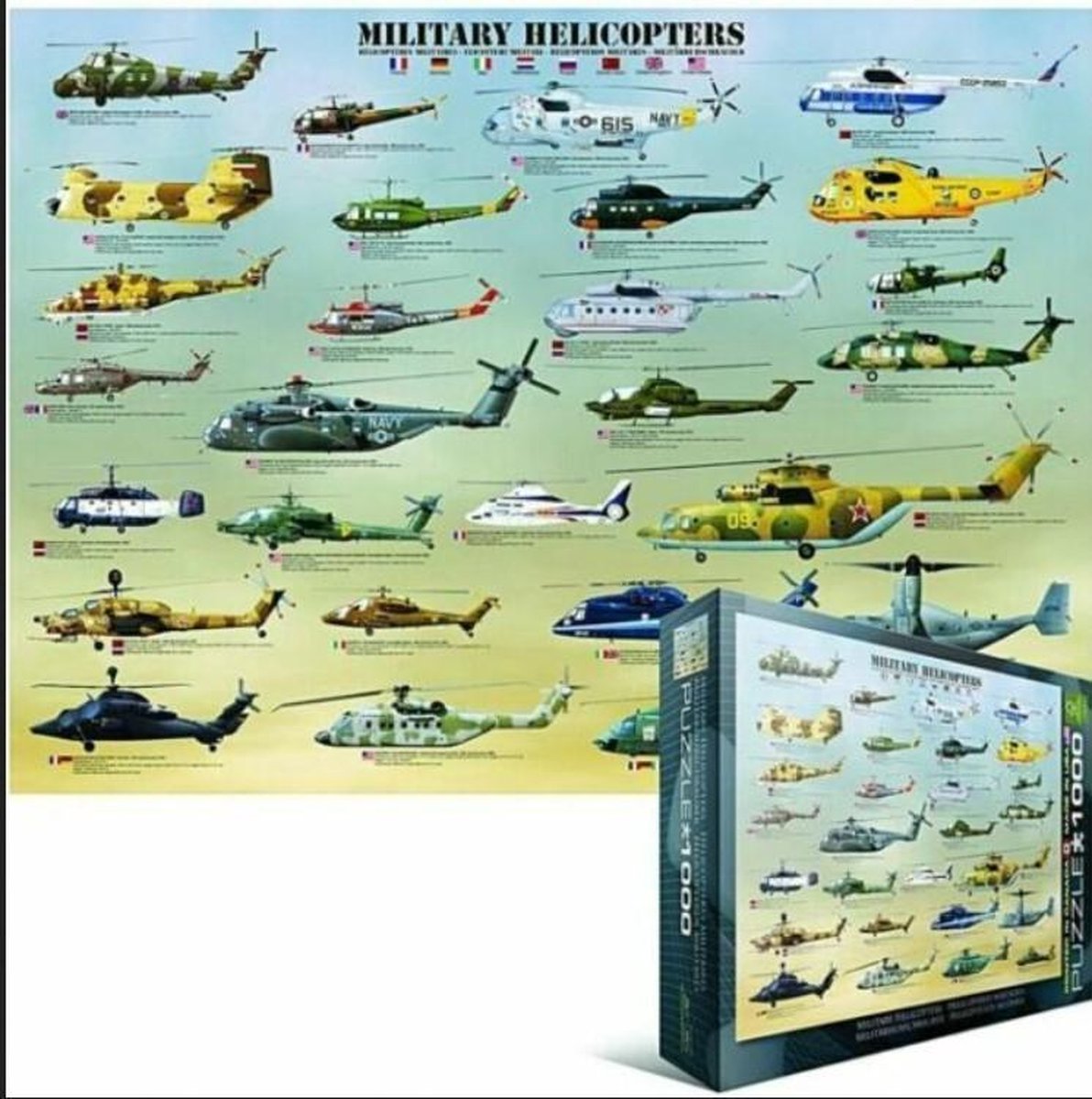 Eurographics puzzel Military Helicopters - 1000 stukjes