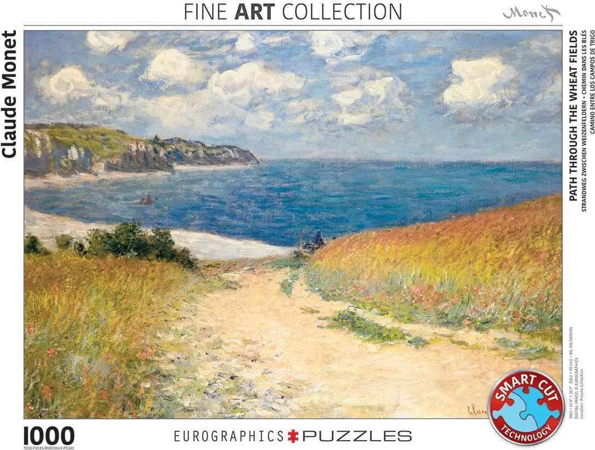 Path through wheat fields claude monet puzzel eurographics 1000 stukjes 48x68 cm