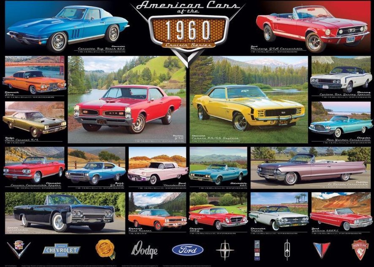 Puzzel 1000 stukjes-American Cars of the 1960s