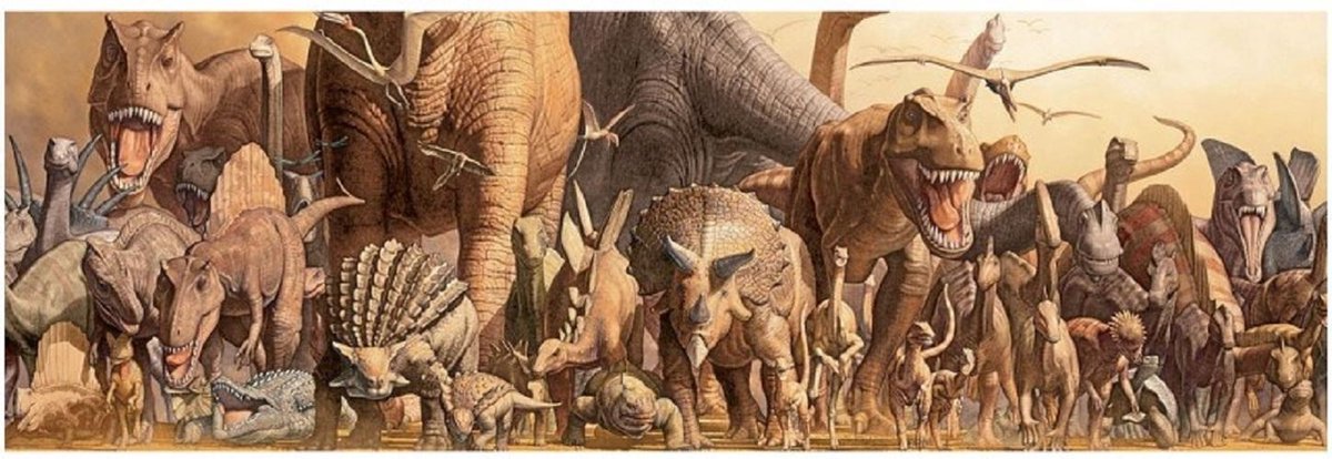 Puzzel 1000 stukjes PANORAMA - Dinosaurs - Haruo Takino