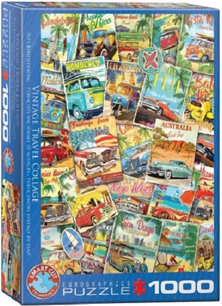 puzzel Eurographics Vintage Travel Collage 1000