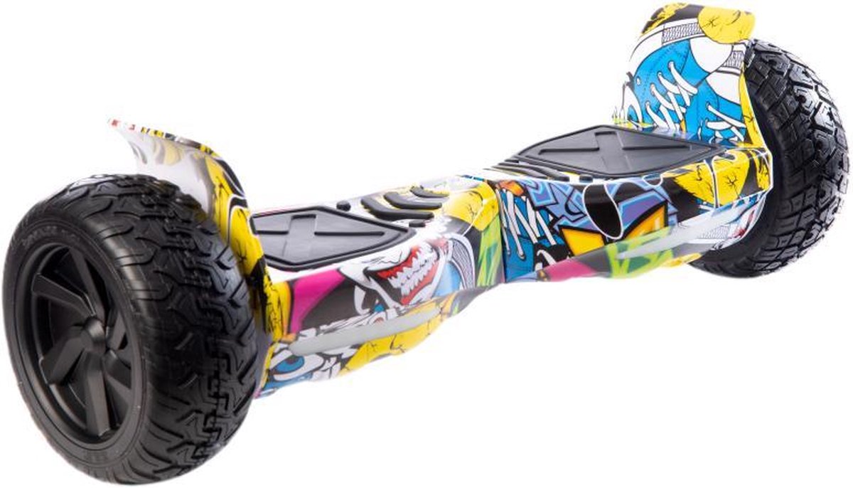 Evercross 6.5 inch Hoverboard met Flits Wielen + TAOTAO moederbord, Elektrische Zelfbalancerende Scooter,Bluetooth Speaker,LED verlichting - Graffiti + Hoverkart Zwart