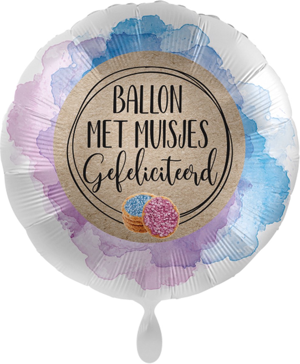 Everloon - Folieballon - Ballon met muisjes - 43cm - Voor Geboorte Baby Jongen of Meisje