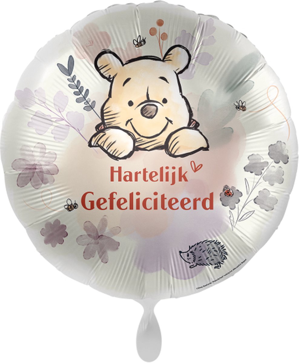 Everloon - Folieballon - Disney / Winnie The Pooh - Hartelijk Gefeliciteerd - 43cm