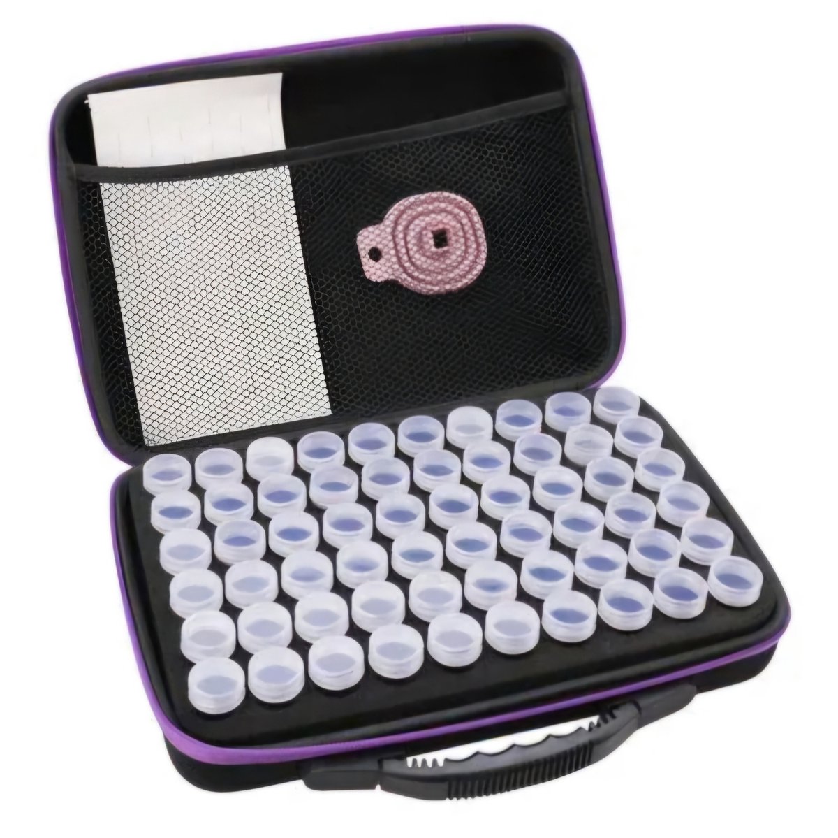 Opbergkoffer met 60 Potjes - trechter - stickers - Diamond Painting - kraaltjes - glitter