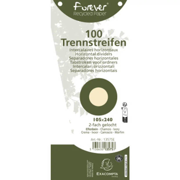 Exacompta Scheidingsstroken trapezium 180 g/m², gerecycleerd, met perforatie, ivoor (pak 100 stuks)