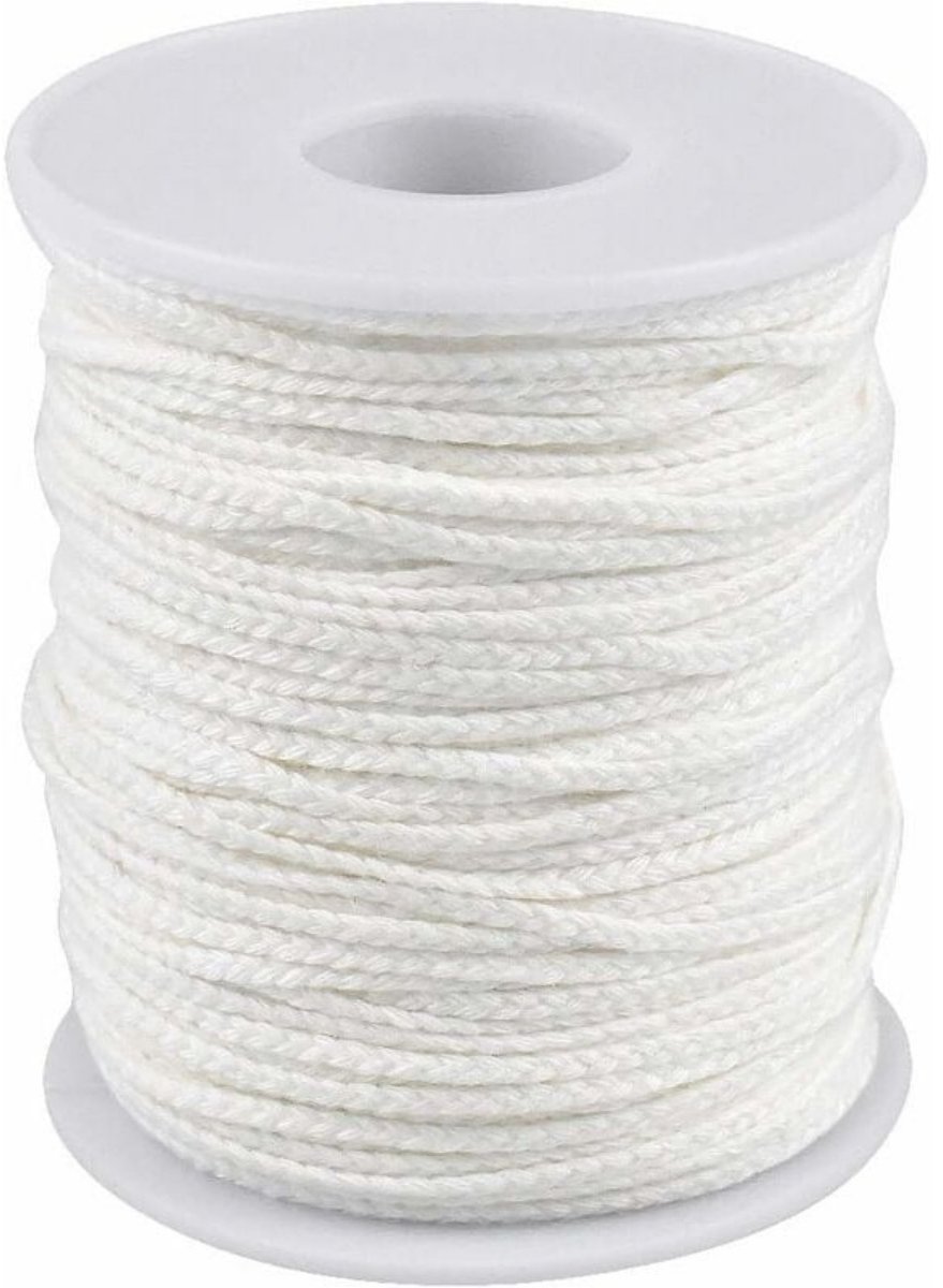 EXCITAT Kaarsenlonten - Kaarsenmaakset - Katoenen kaarsenlonten voor het zelf maken van kaarsen - 61 m - Wit