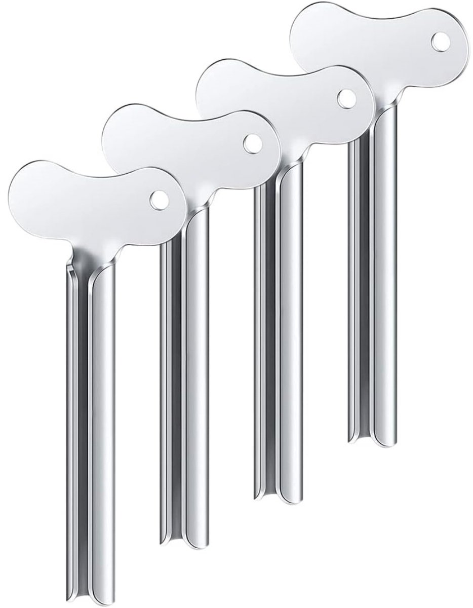 EXCITAT   voor tandpasta -   - Metalen tubeknijper - Geschikt voor handcrème, tandpasta, verf en mosterdtubes - 4 stuks - Zilver