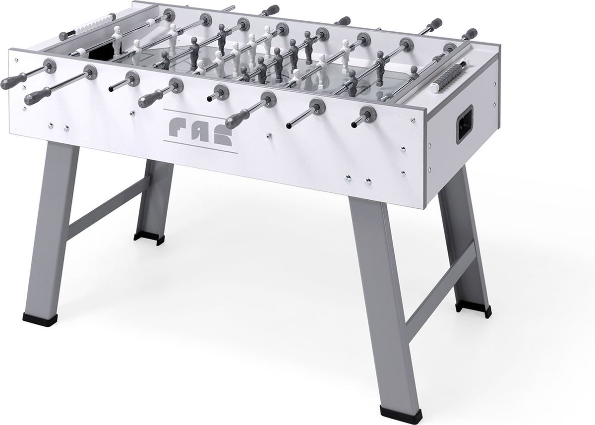 FAS Charme -   - wit - 16 mm doorlopende stangen - ijzer en hout - glazen speelveld - Made in Italy - 62KG - Gegoten poppen - geleverd met 5 tafelvoetbal balletjes - Kantoor gebruik - Thuisgebruik - Horeca