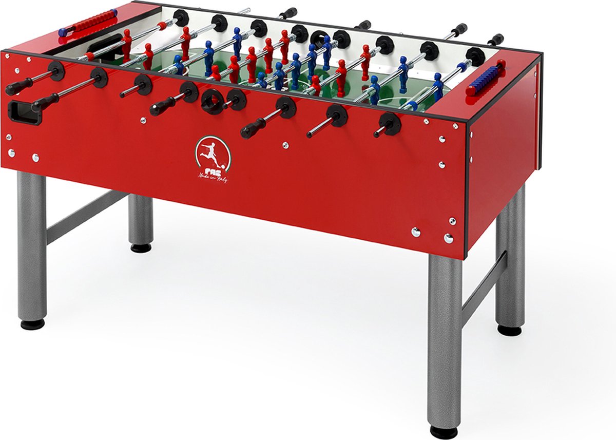 FAS Tournament Voetbaltafel – kantoorgebruik - thuisgebruik - Robuuste Tafel met Tempered Glas - Verstelbare Poten & Nylon Kogellagers - Made in Italy - ijzeren onderstel -