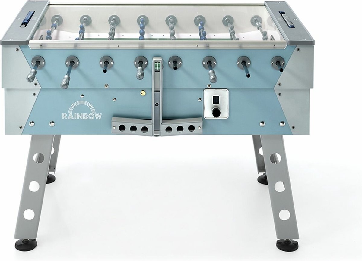 Voetbaltafel FAS Rainbow CP telescoop - Hufterproof outdoor - met glasplaat en muntinworp - groen