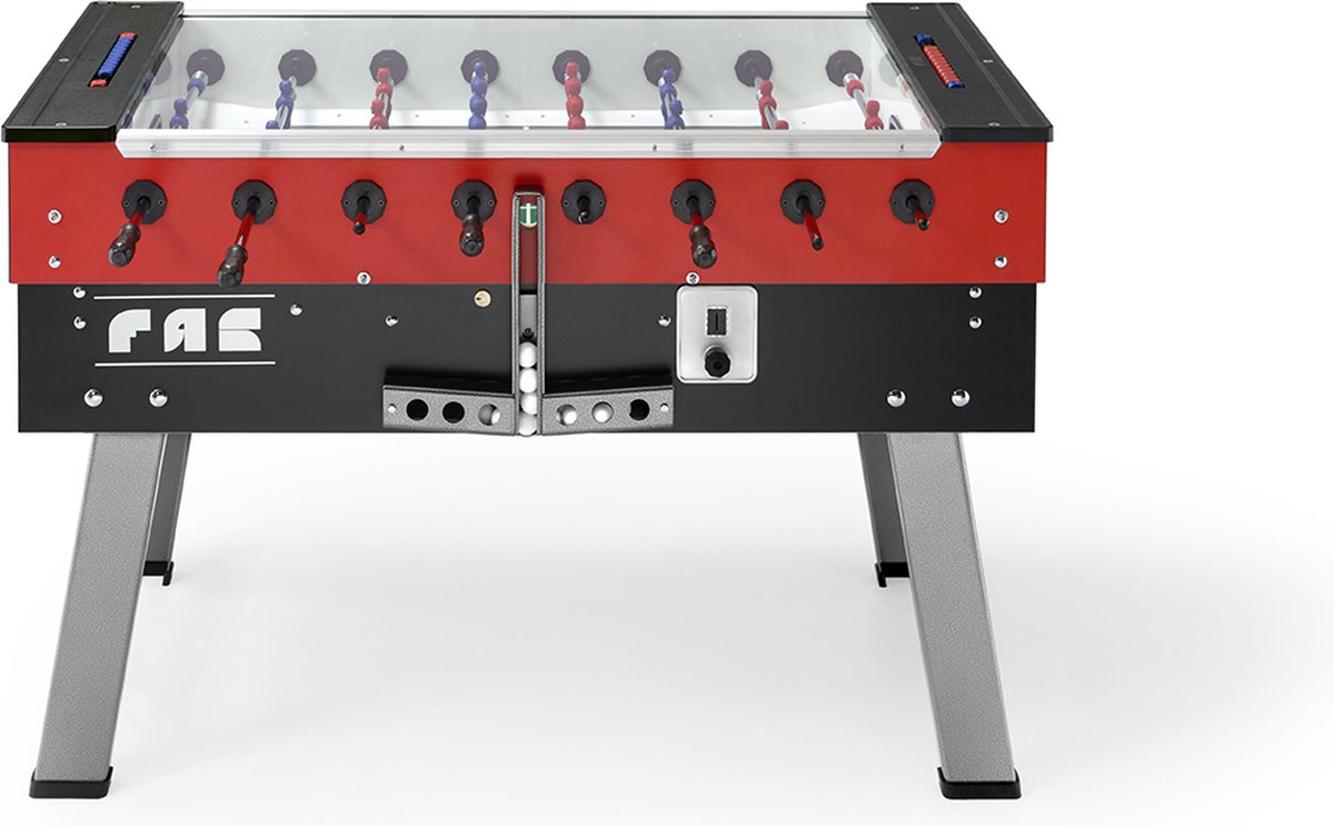 Voetbaltafel FAS San Siro Telescoopstang - Ideaal voor scholen - met afdek glasplaat - optioneel met muntinworp - Hufterproof - Zeer stevig