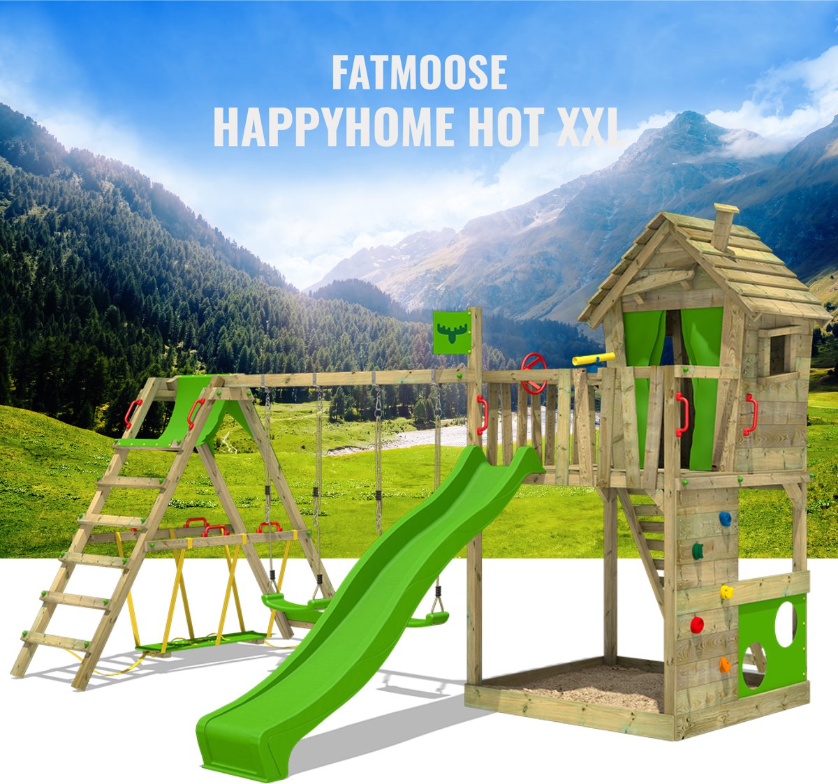   HappyHome Hot XXL met Surfswing en twee Schommels