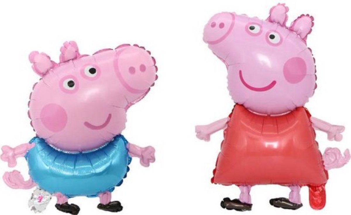 Peppa pig helium ballonnen - 2 stuks - Folie ballonnen - Peppa pig ballonnen - Set van 2 - Folie ballonnen - Peppa pig - Pig George - 74x49 cm - 50x39cm - Helium - Versiering - Thema feest - Ballonnen - Lege ballonnen