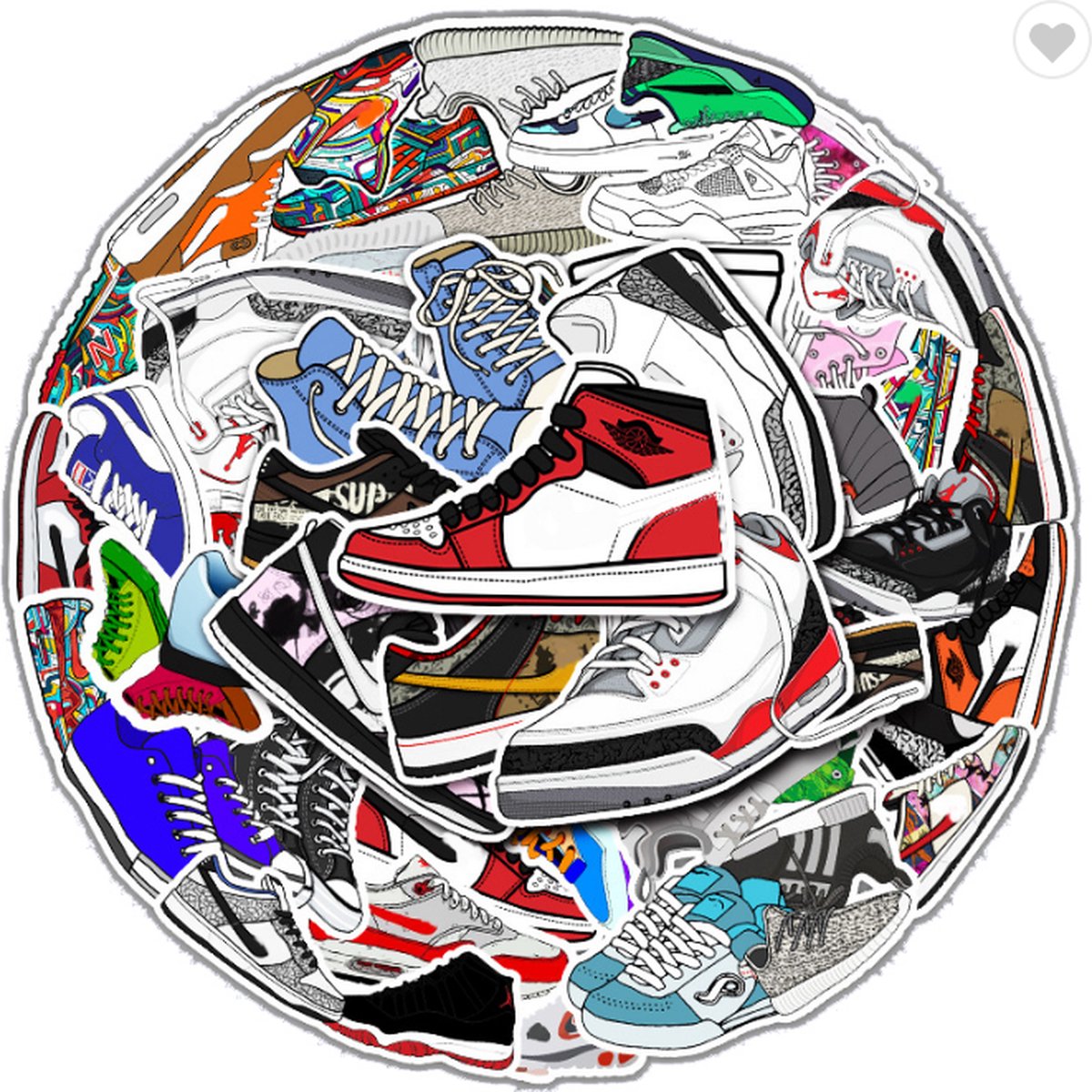 Sneaker stickers – 50 stuks – Sneaker lover - Skateboard stickers – Shoenen/shoes – Sneaker stickers – Laptop stickers - Stickers kinderen - Stickers volwassenen