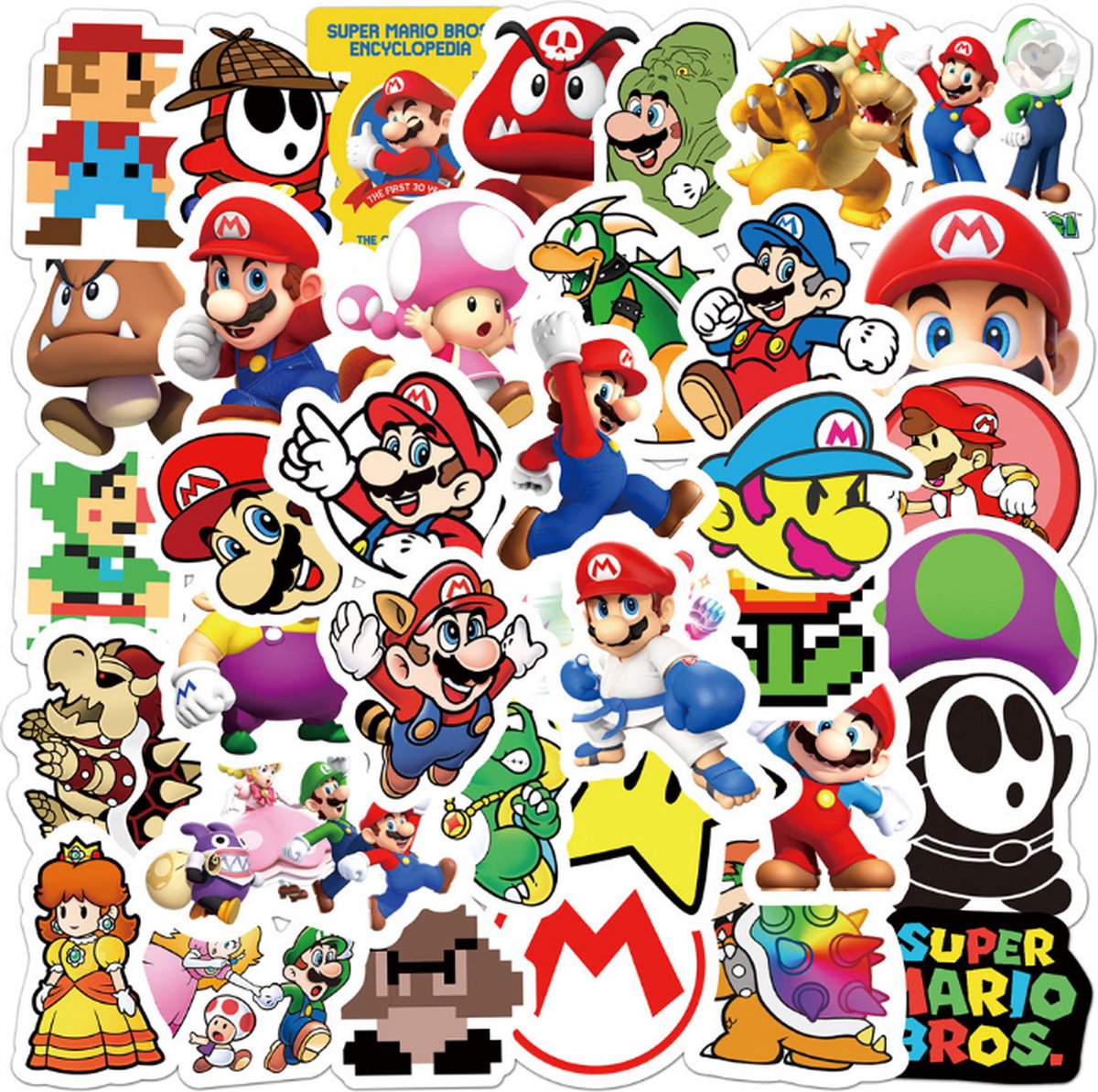 Super Mario NEW STYLE Stickers - 50 stuks - Super Mario - Mario party - Mario stickers - Super Mario stickers - Super Mario party - Stickers volwassenen - Stickers kinderen - Laptop stickers