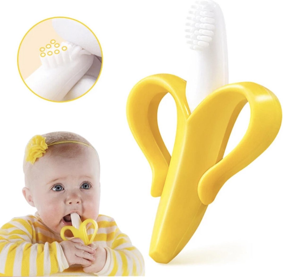 Baby Tandenborstel  – Bananen Tandenborstel – Baby Banaan – Bijtspeeltje – Bijtring - Baby – Alternatief op een Rammelaar - Geel