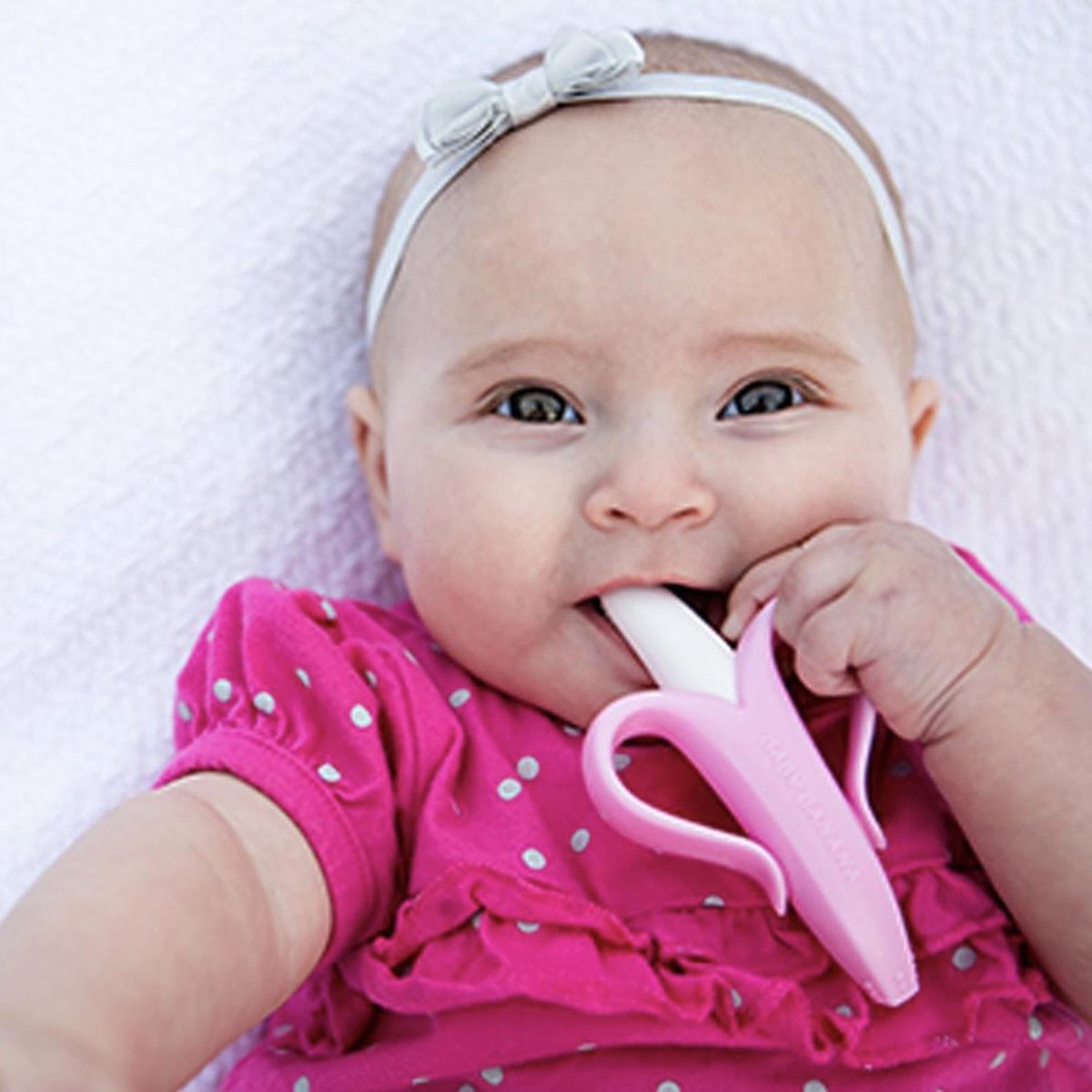 Baby Tandenborstel  – Bananen Tandenborstel – Baby Banaan – Bijtspeeltje – Bijtring - Baby – Alternatief op een Rammelaar - Roze