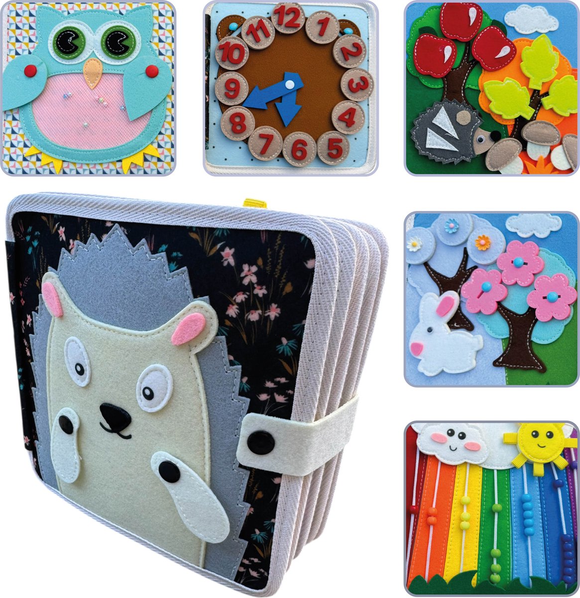 Femur – Egel – Speelboek – Vilten – XXL - Herfst - Montessori – Sensomotorisch - Busy Board - Vilt