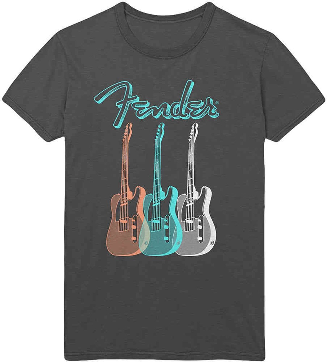 Fender Heren Tshirt -M- Triple Guitar Grijs