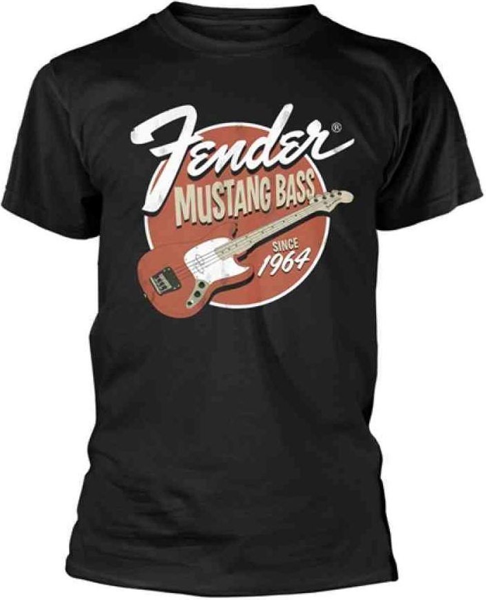 Fender Heren Tshirt -XL- Mustang Bass Zwart