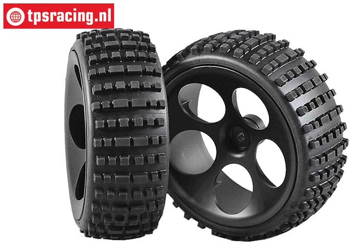 FG60215/06 Banden FG Buggy Medium op zwarte velg, (Ø180-B60-D14 mm), 2 st