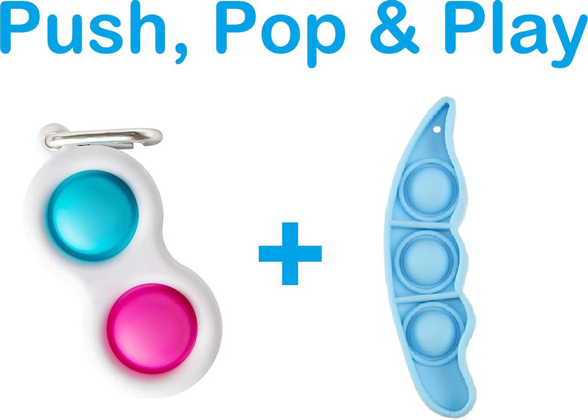 FIDG IT® Simple Dimple & Pop It Bean -   Toys - Pop It - Sleutelhanger -   Toys Pakket