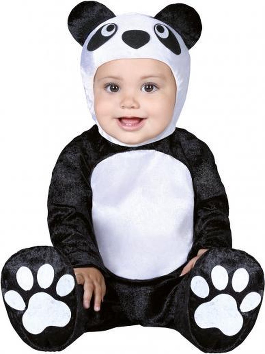 onesie panda junior polyester zwart mt 12-24 maanden