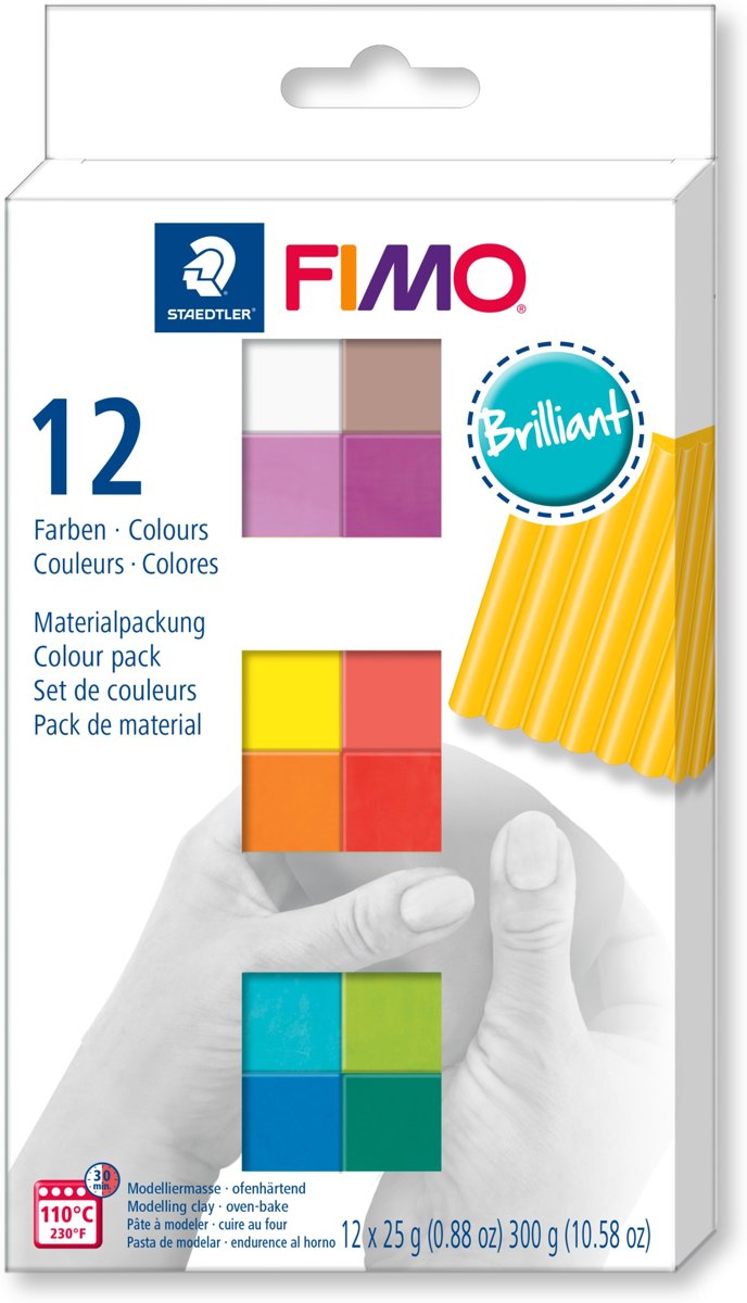 Fimo klei Modelleringspasta, set Brilliant kleuren.