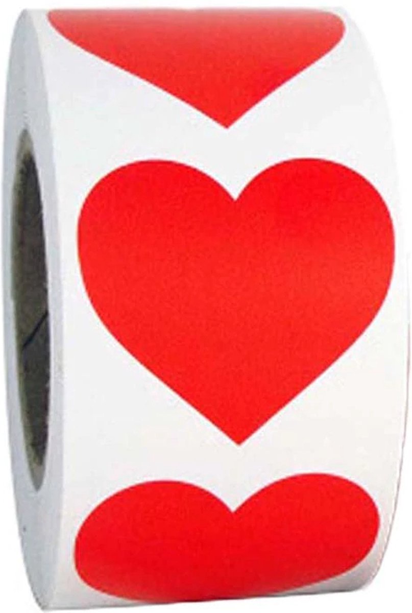 FISKA - 500 Stickers Rood Hart Op Een Rol - 2,5 cm - Label Hart - Valentijn - Sluitsticker Hart - Sluitzegel