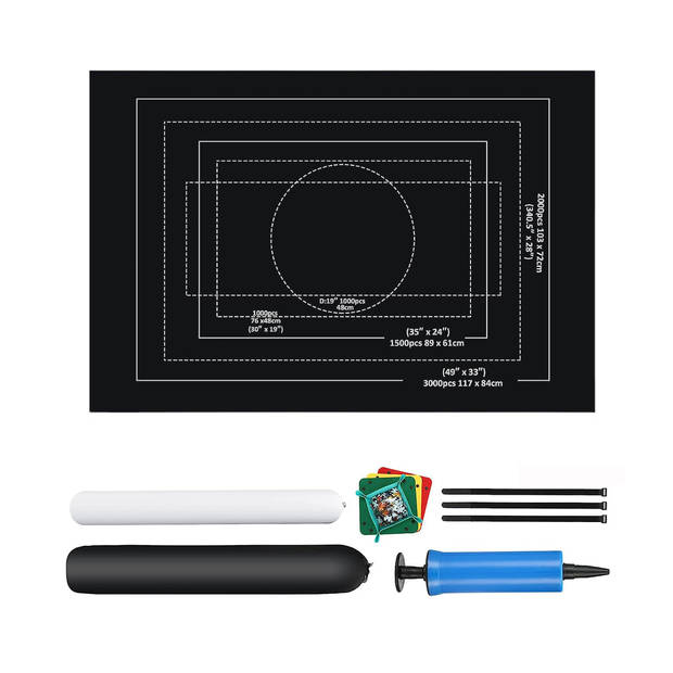 Puzzelmat 150 cm x 100 cm Zwart Oprolbaar